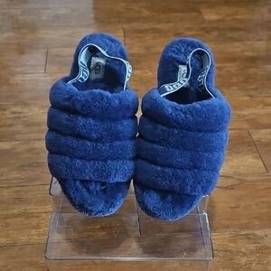 UGG Fluff Yeah Slides Cozy Navy Slippers Size  See Measurements